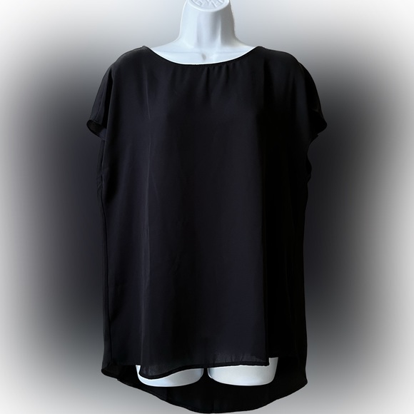 Pleione Anthropologie black oversized high low dolman sleeve tunic flowing S - Picture 1 of 8